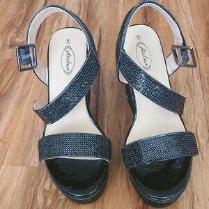 Black Sparkly Platform Sandals